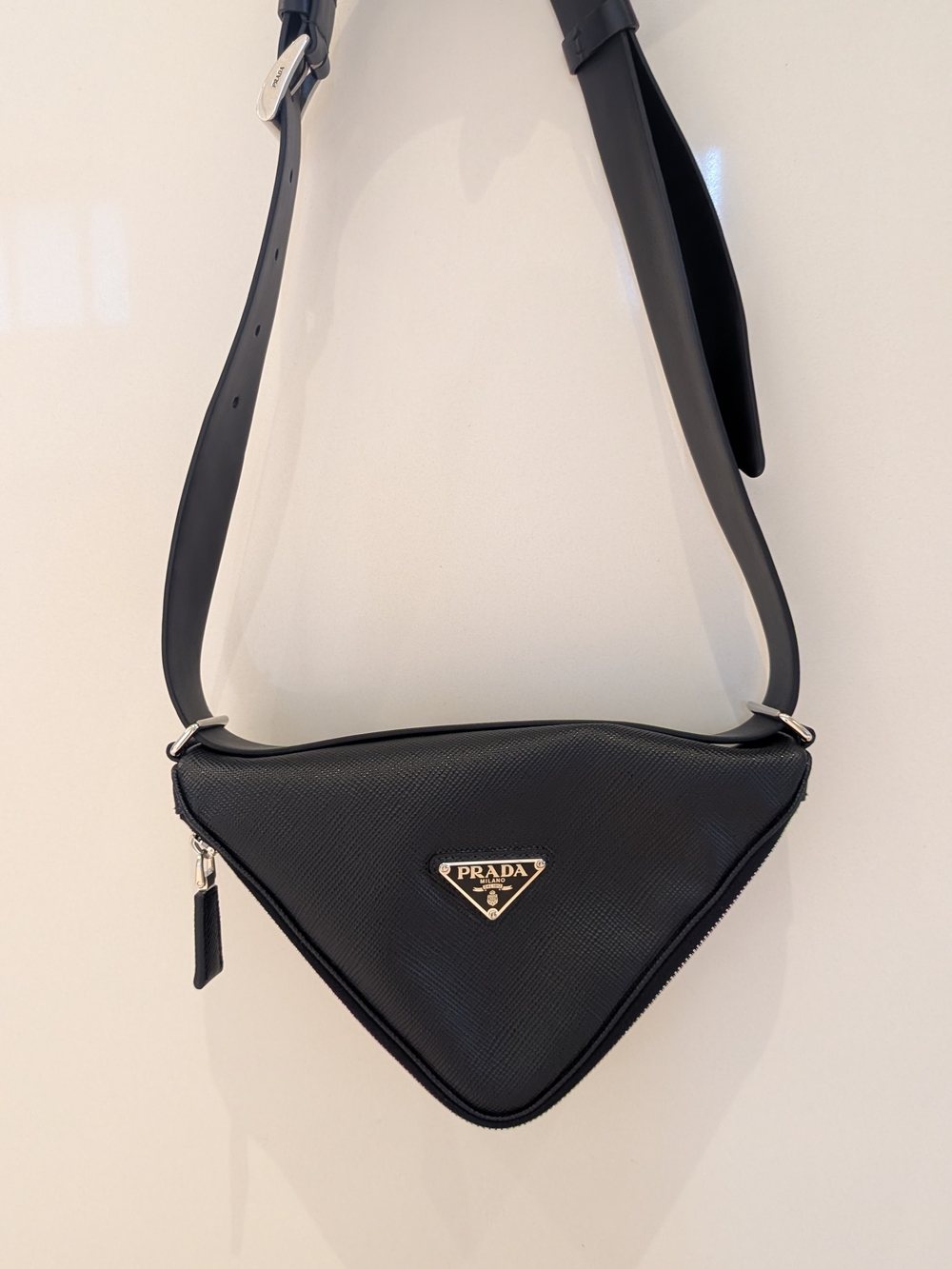 Prada New Saffiano Leather Triangle Bag With Belt Strap